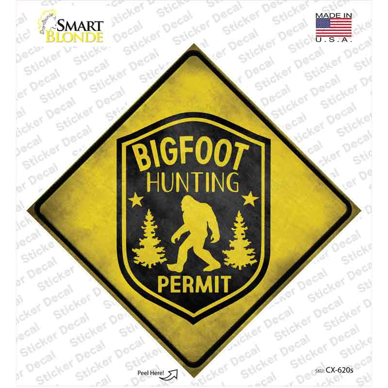 Bigfoot Hunting Permit Novelty Diamond Sticker Decal