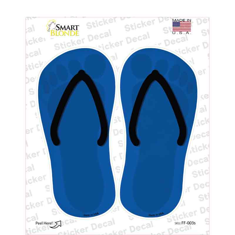 Blue Solid Novelty Flip Flops Sticker Decal Small