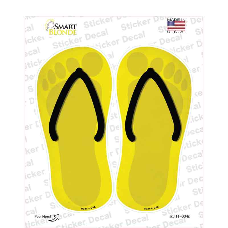 Yellow Solid Novelty Flip Flops Sticker Decal Small