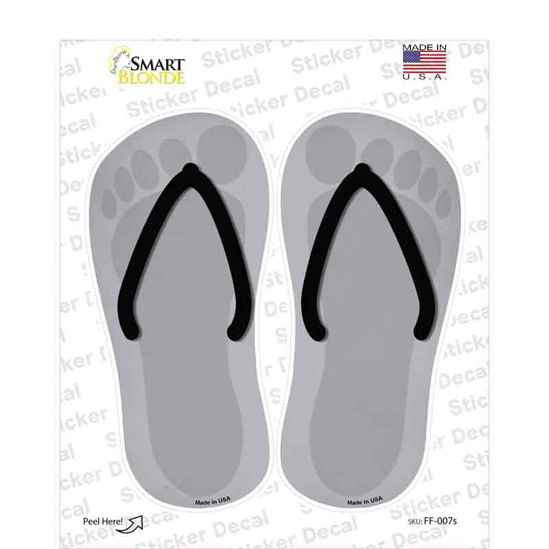 Gray Solid Novelty Flip Flops Sticker Decal Small