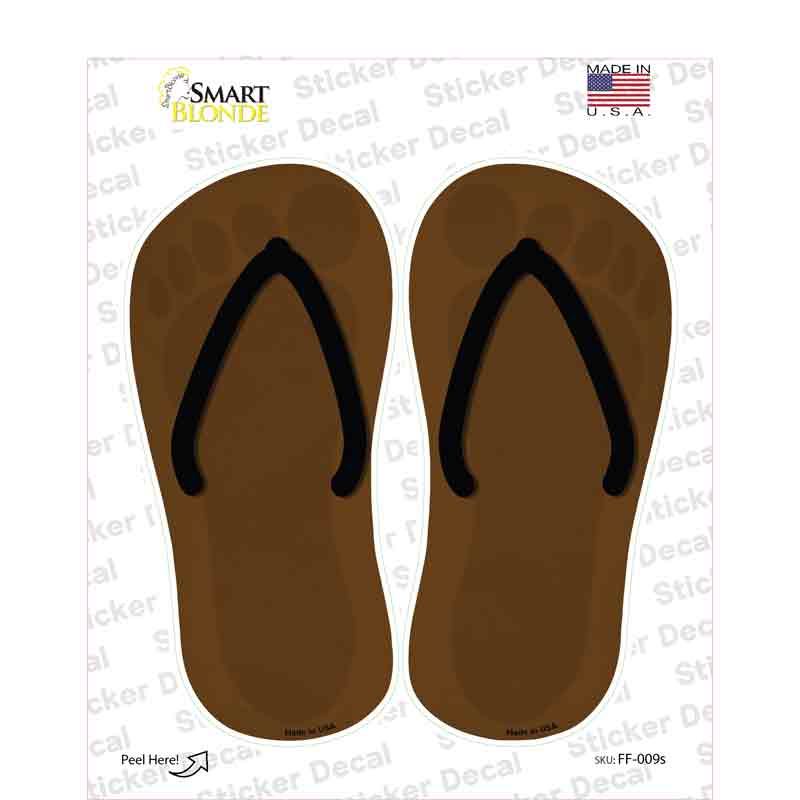Brown Solid Novelty Flip Flops Sticker Decal Small