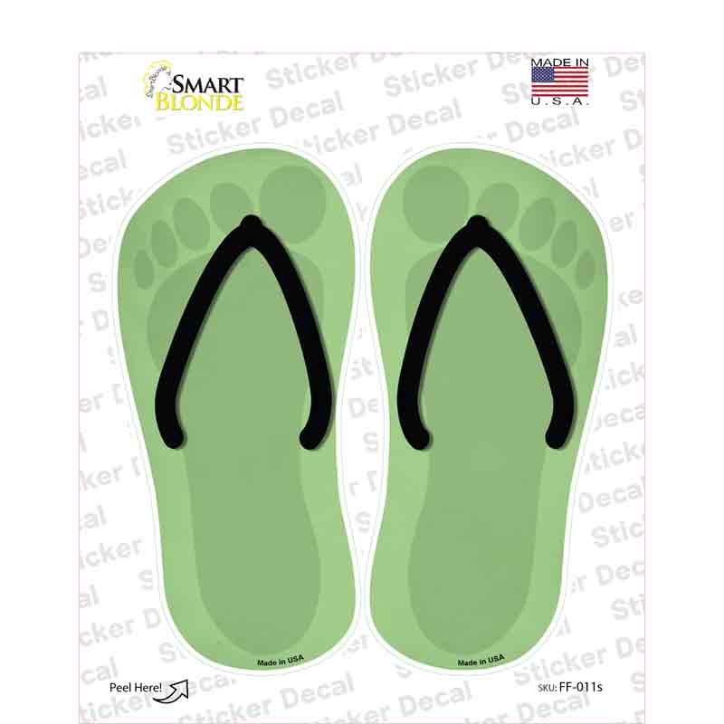 Lime Green Solid Novelty Flip Flops Sticker Decal Small