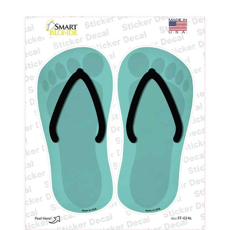 Mint Solid Novelty Flip Flops Sticker Decal Small