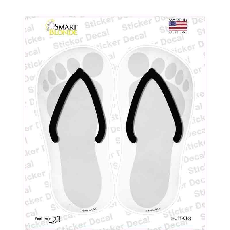White Solid Novelty Flip Flops Sticker Decal Small