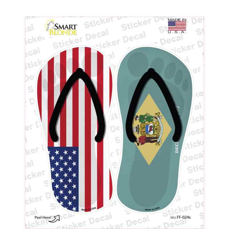 USA|Delaware Flag Novelty Flip Flops Sticker Decal Small