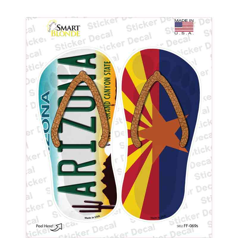 Arizona|AZ Flag Novelty Flip Flops Sticker Decal Small