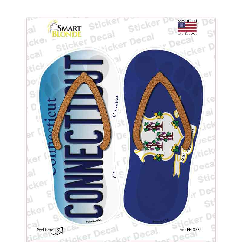 Connecticut|CT Flag Novelty Flip Flops Sticker Decal Small