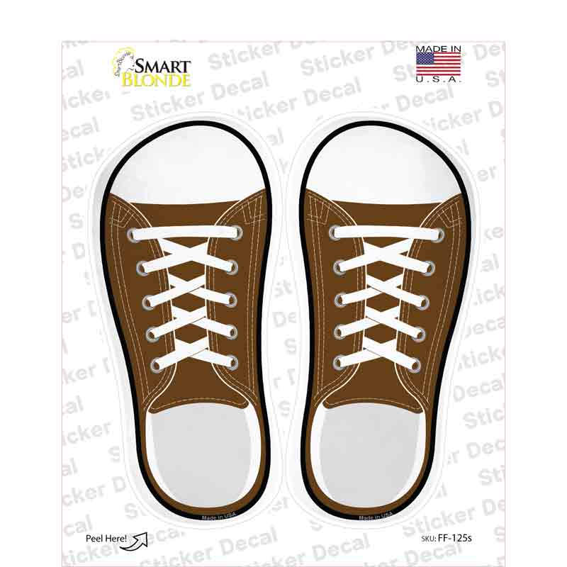 Brown Solid Novelty Shoe Outlines Sticker Decal Small