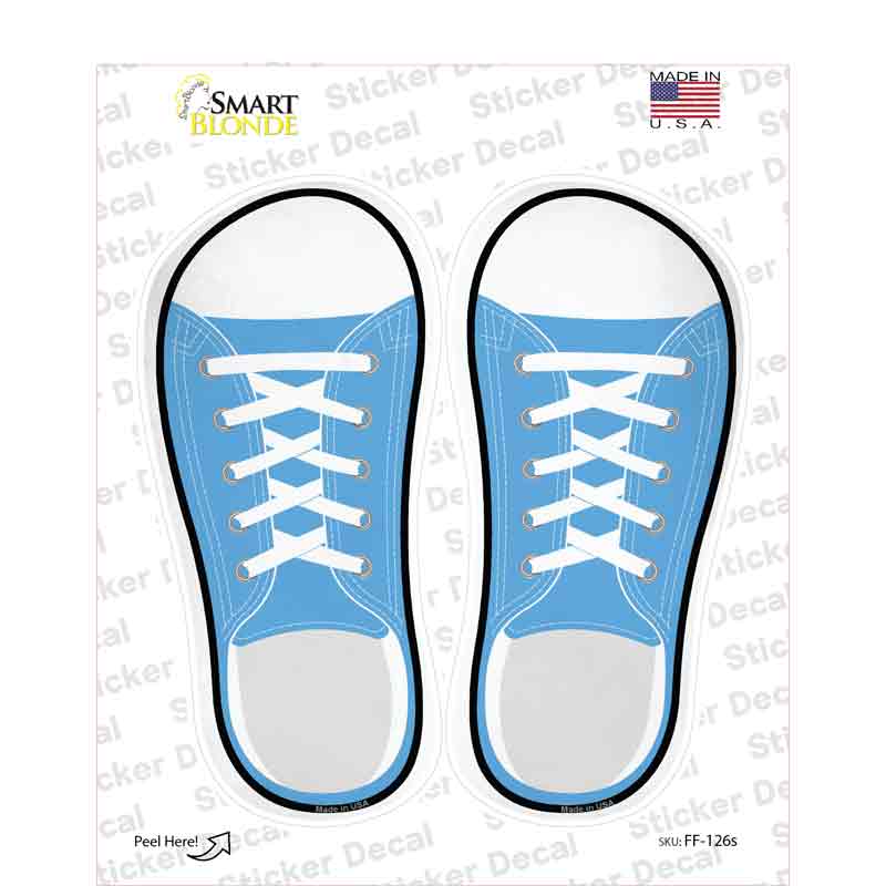 Light Blue Solid Novelty Shoe Outlines Sticker Decal Small
