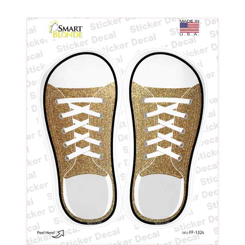 Gold Glitter Novelty Shoe Outlines Sticker Decal Small
