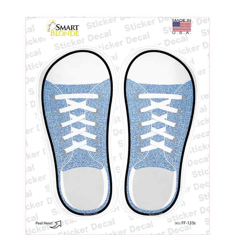 Light Blue Glitter Novelty Shoe Outlines Sticker Decal Small