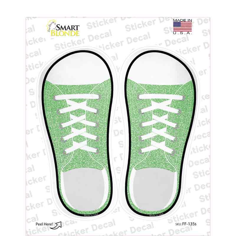Lime Green Glitter Novelty Shoe Outlines Sticker Decal Small