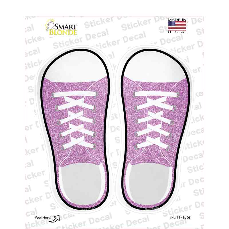 Pink Glitter Novelty Shoe Outlines Sticker Decal Small