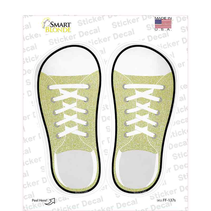 Yellow Glitter Novelty Shoe Outlines Sticker Decal Small