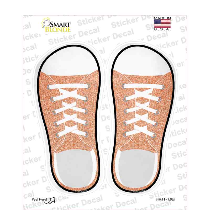 Orange Glitter Novelty Shoe Outlines Sticker Decal Small