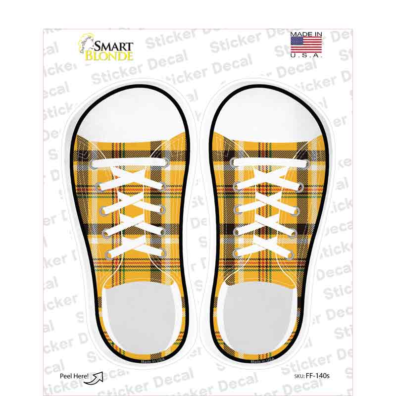Yellow Plad Novelty Shoe Outlines Sticker Decal Small