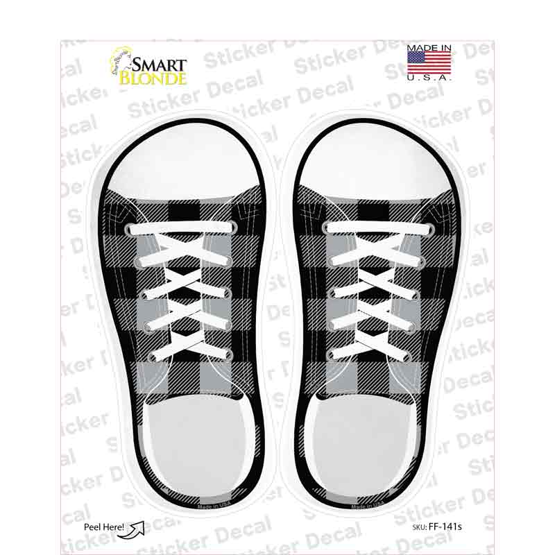 Black Plad Novelty Shoe Outlines Sticker Decal Small