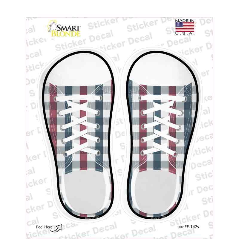 Red|Blue Plad Novelty Shoe Outlines Sticker Decal Small