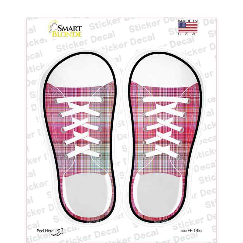 Pink Plad Novelty Shoe Outlines Sticker Decal Small