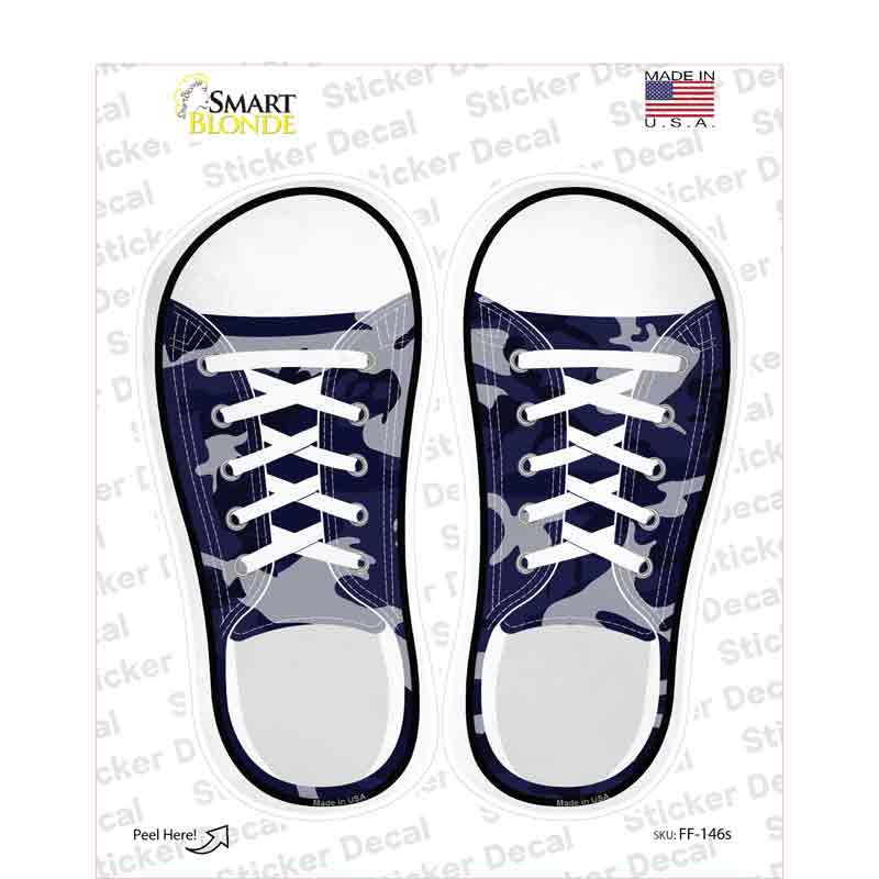 Navy Blue Camo Novelty Shoe Outlines Sticker Decal Small