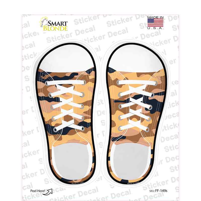 Yellow Camo Novelty Shoe Outlines Sticker Decal Small