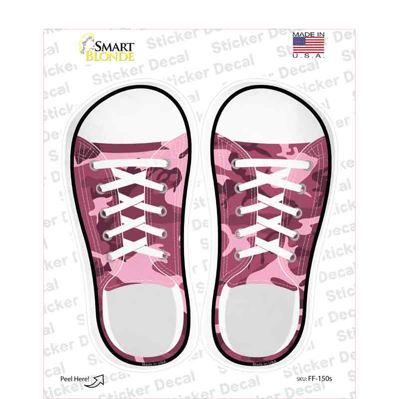 Pink Camo Novelty Shoe Outlines Sticker Decal Small