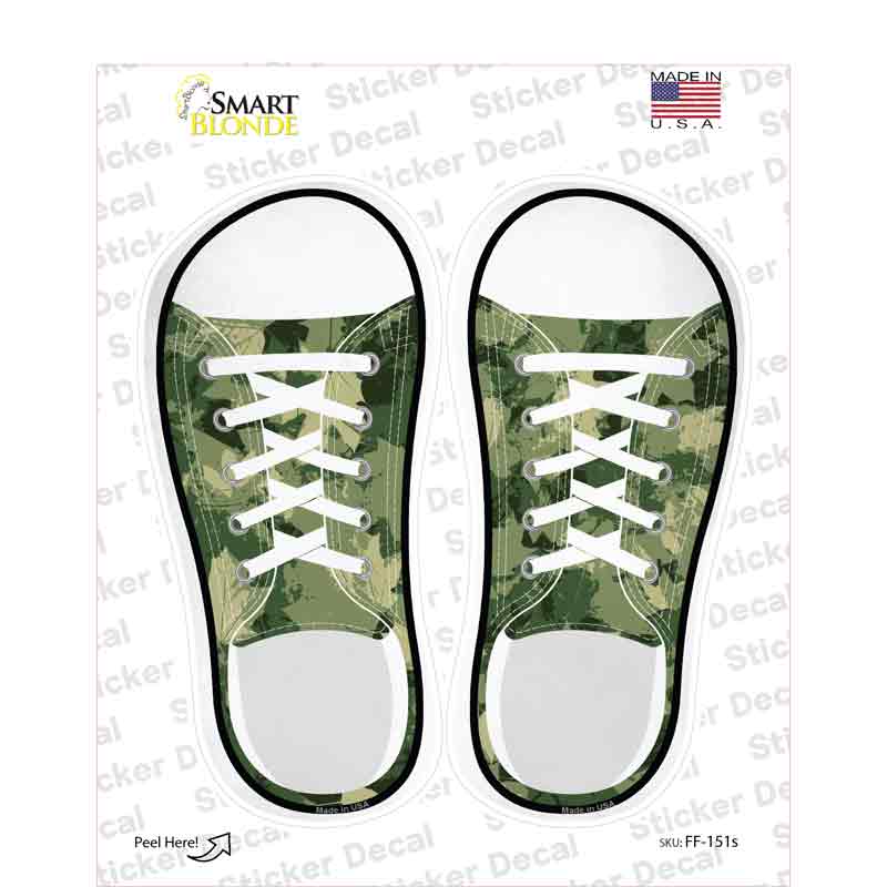 Green Leaves Camo Novelty Shoe Outlines Sticker Decal Small