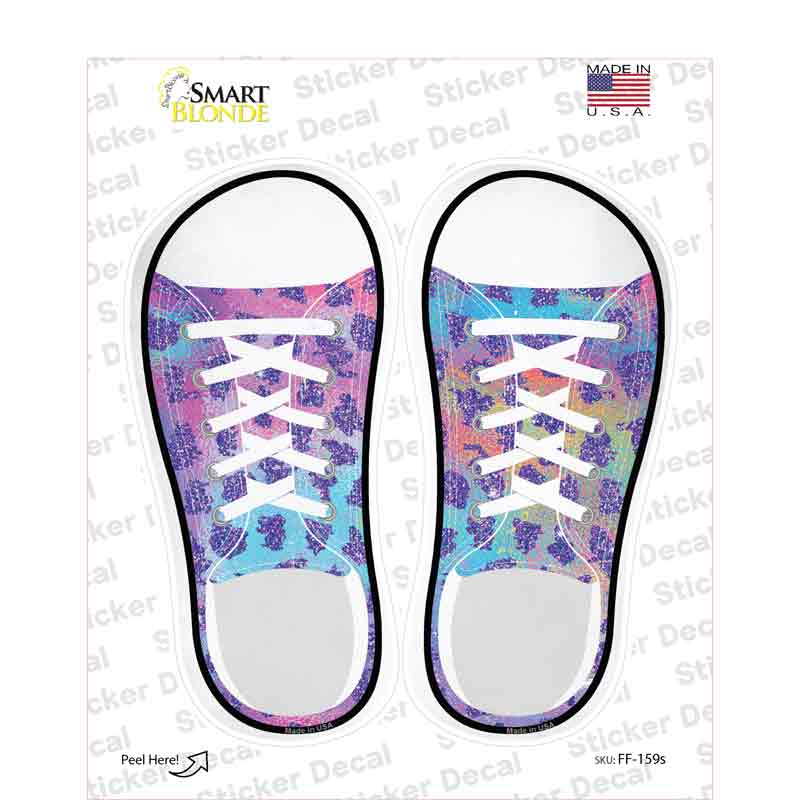 Pink|Blue Sparkles Novelty Shoe Outlines Sticker Decal Small
