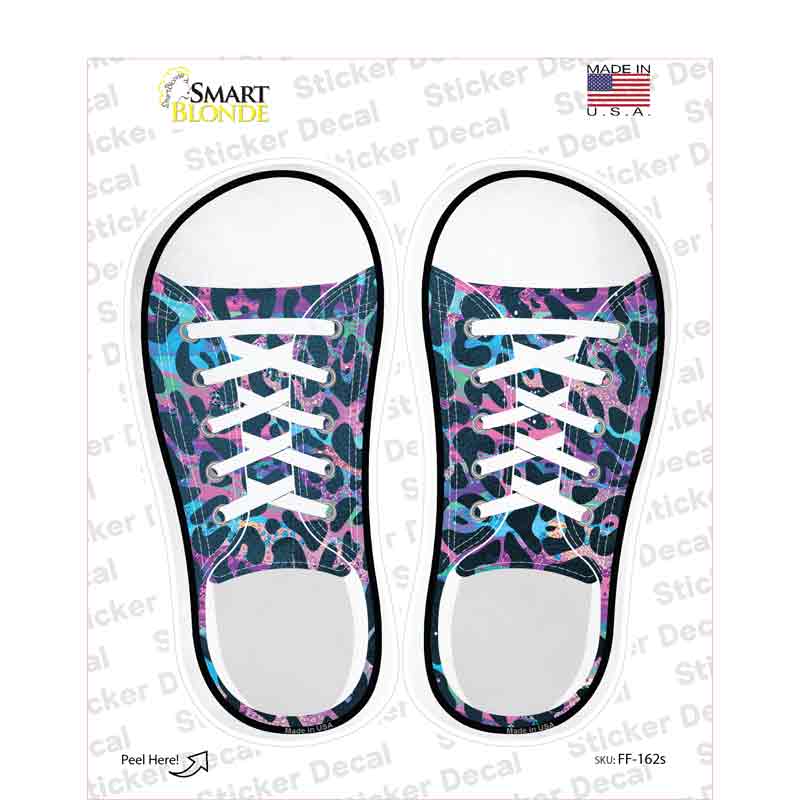Pink|Blue Leopard Print Novelty Shoe Outlines Sticker Decal Small
