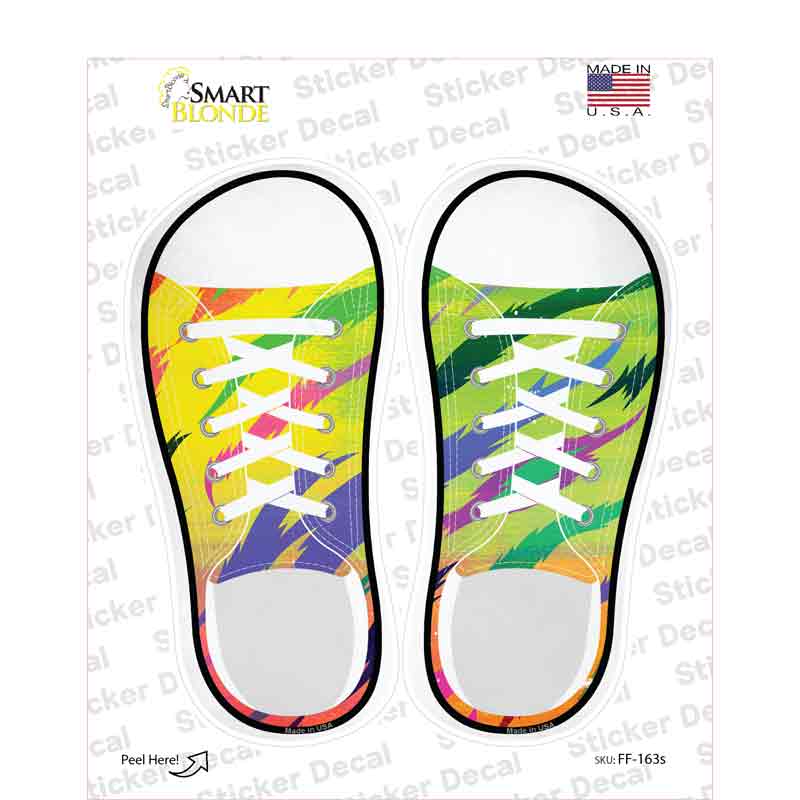 Rainbow Tiger Print Novelty Shoe Outlines Sticker Decal Small