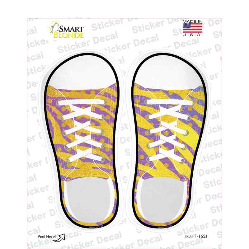 Yellow|Pink Zebra Print Novelty Shoe Outlines Sticker Decal Small
