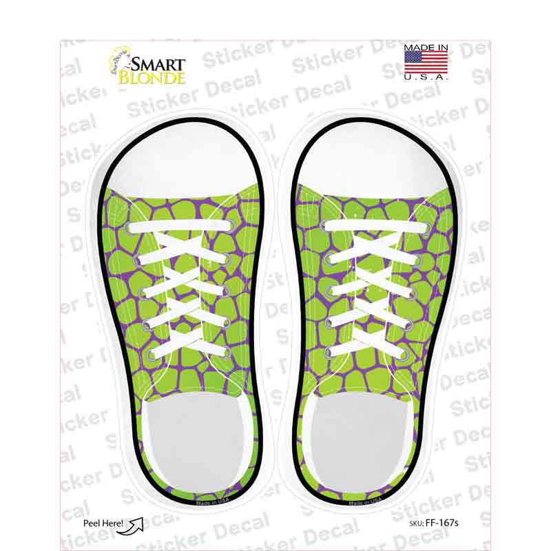 Green|Purple Alligator Print Novelty Shoe Outlines Sticker Decal Small