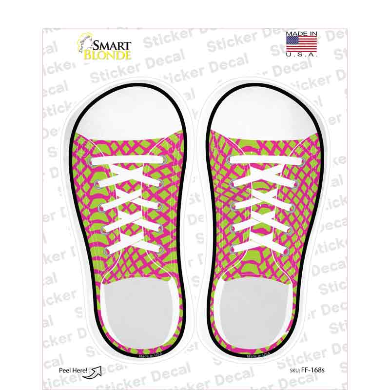 Lime Green|Pink Pattern Novelty Shoe Outlines Sticker Decal Small