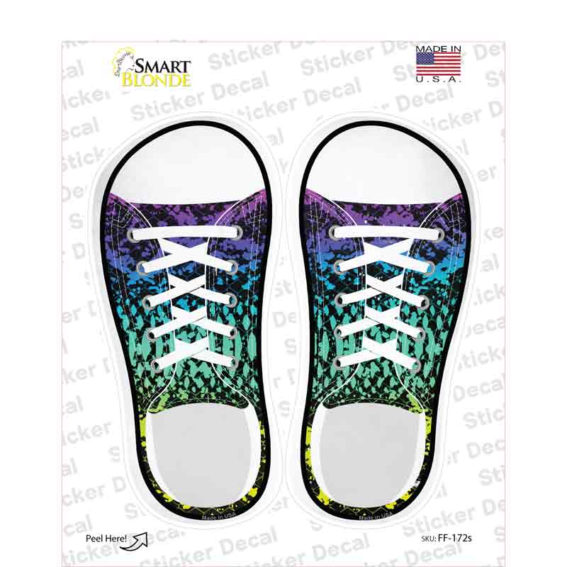 Rainbow Paint Splatter Novelty Shoe Outlines Sticker Decal Small