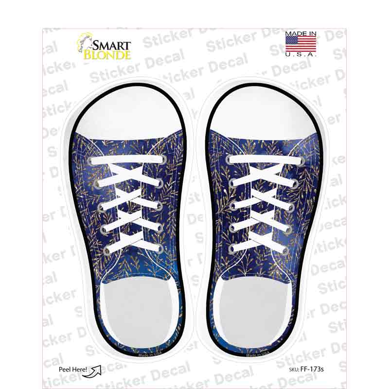Gold Leaves Purple Novelty Shoe Outlines Sticker Decal Small