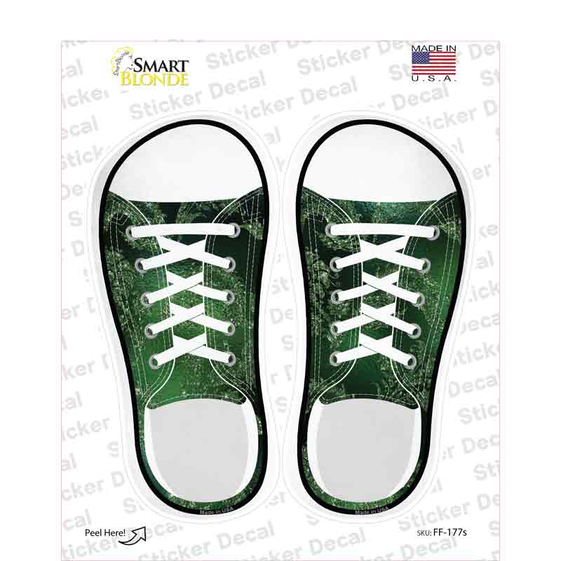 Green Glitter Pattern Novelty Shoe Outlines Sticker Decal Small