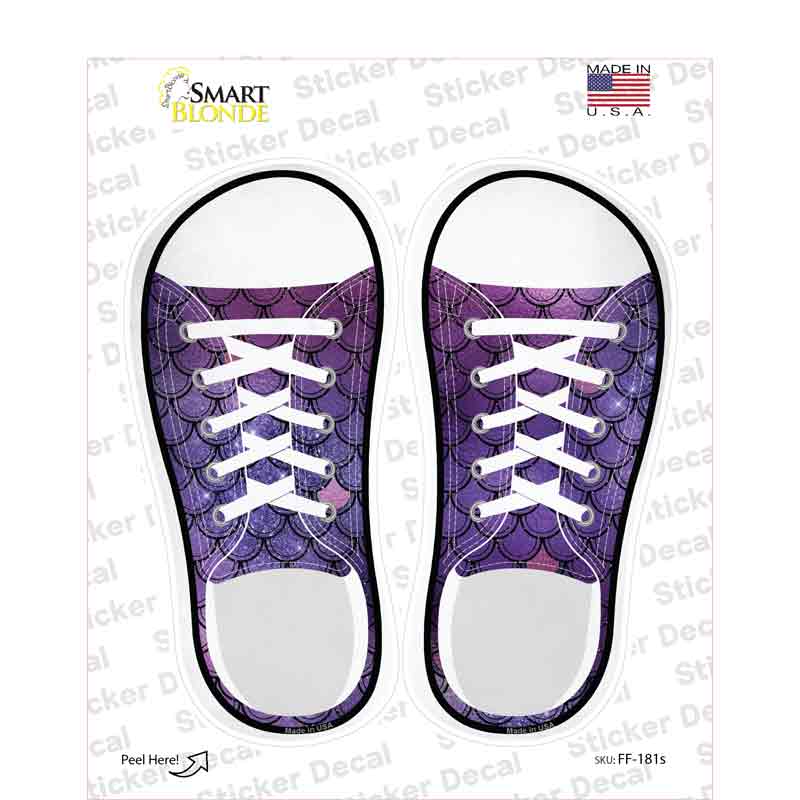 Purple Glitter Scales Novelty Shoe Outlines Sticker Decal Small