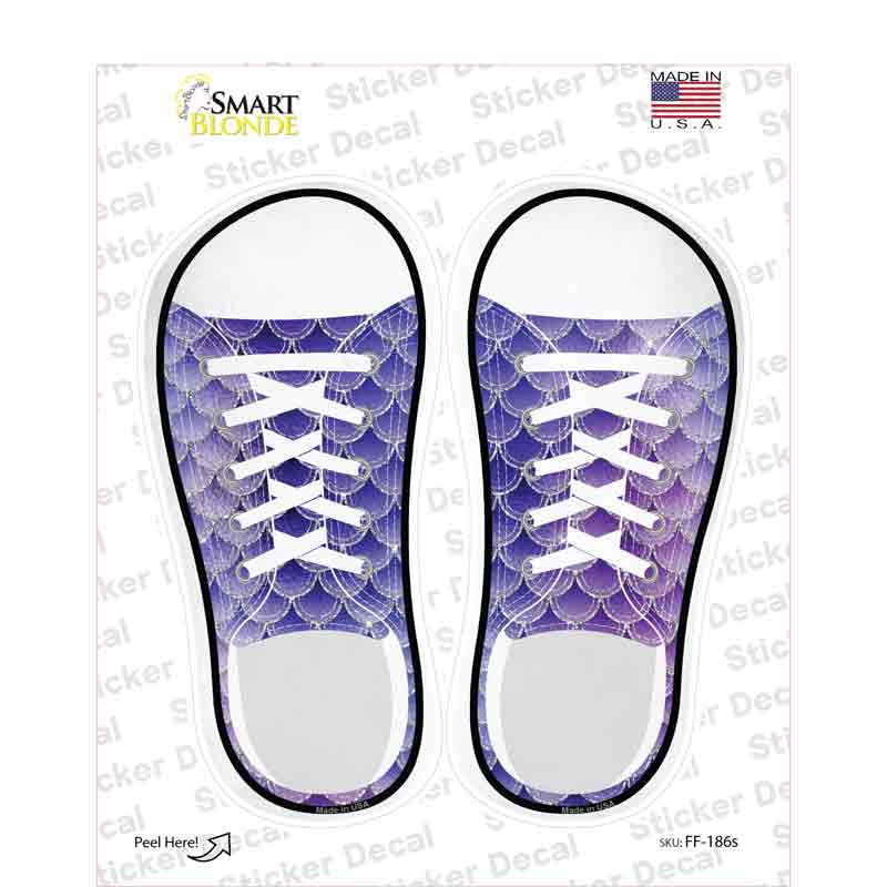 Purple|Silver Scales Novelty Shoe Outlines Sticker Decal Small