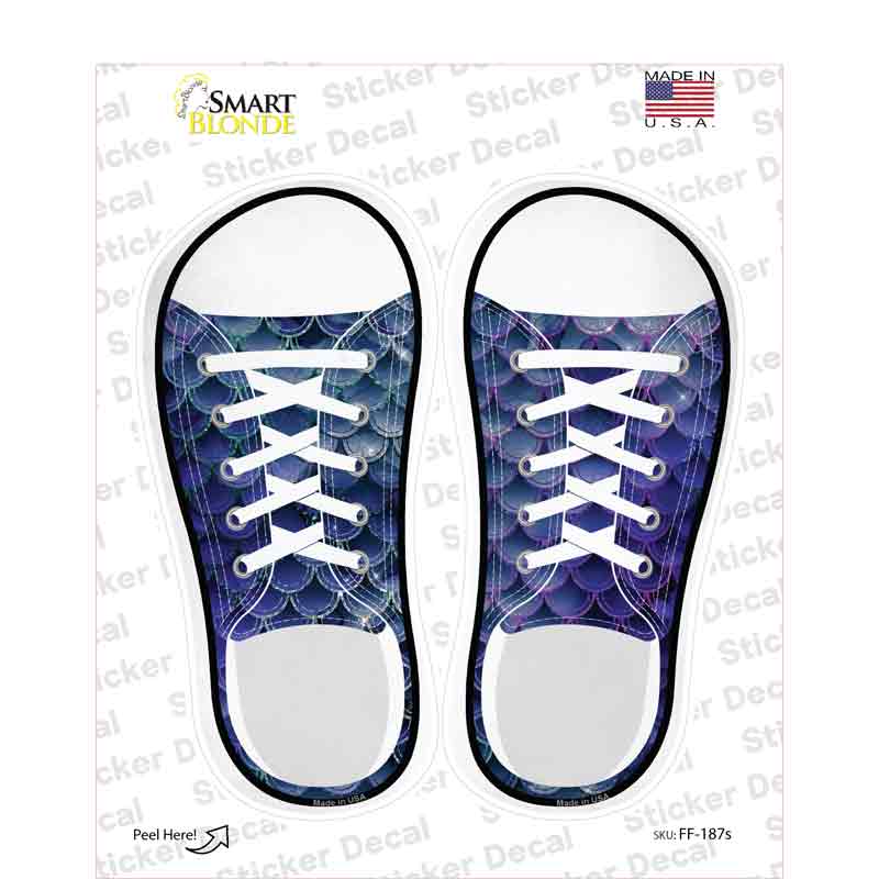 Blue|Purple Shiny Scales Novelty Shoe Outlines Sticker Decal Small