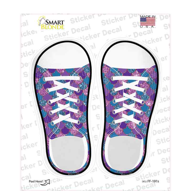 Blue|Purple Scales Novelty Shoe Outlines Sticker Decal Small