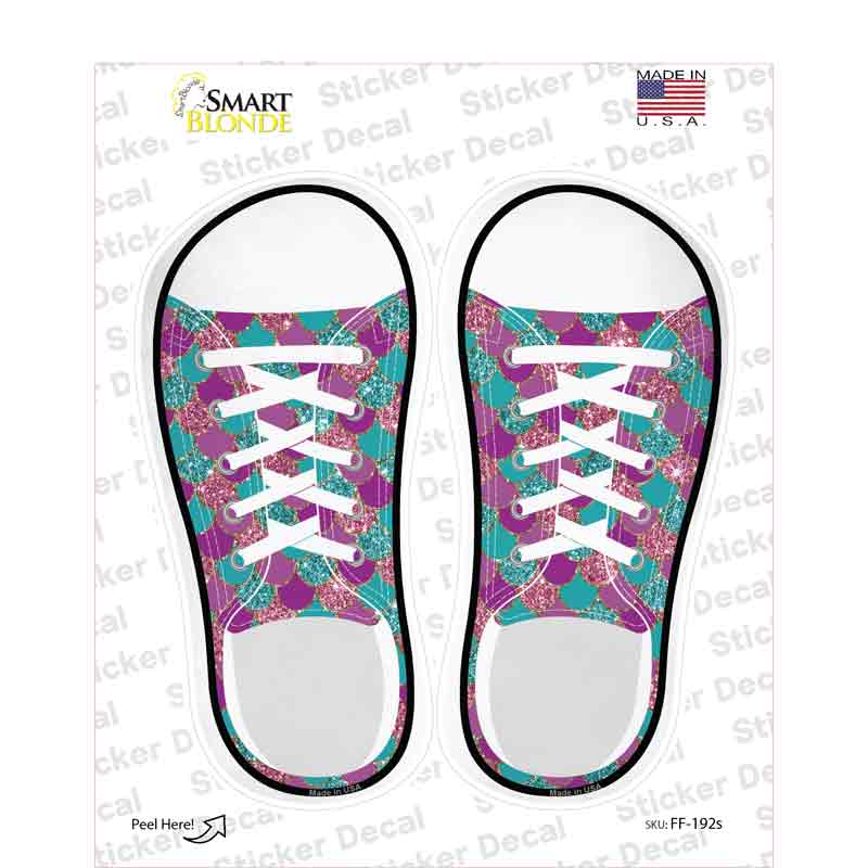 Teal|Purple Scales Novelty Shoe Outlines Sticker Decal Small