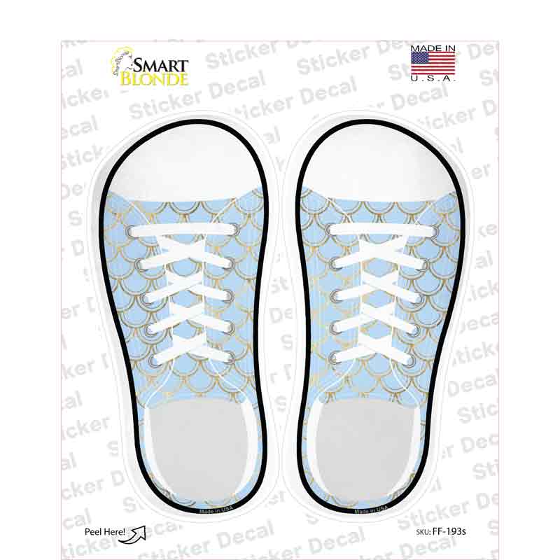 Baby Blue|Gold Scales Novelty Shoe Outlines Sticker Decal Small