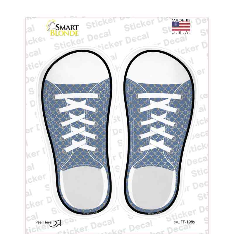 Blue|Gold Scales Novelty Shoe Outlines Sticker Decal Small