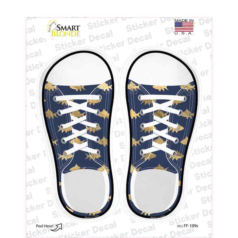 Fishes Navy Blue Novelty Shoe Outlines Sticker Decal Small