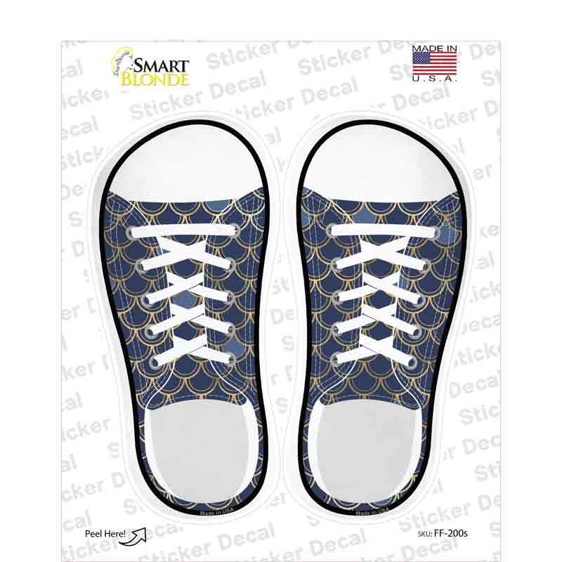 Navy Blue|Gold Scales Novelty Shoe Outlines Sticker Decal Small