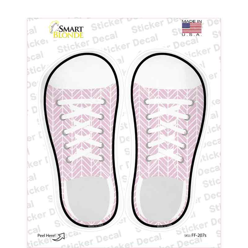Pink Chevron Pattern Novelty Shoe Outlines Sticker Decal Small