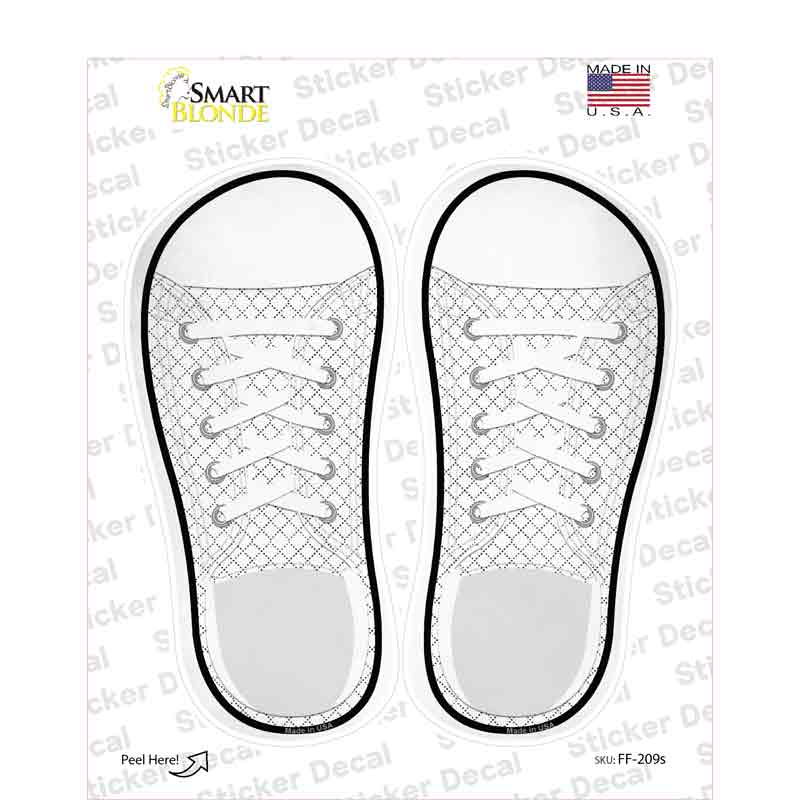 Dotted Checkered Pattern Novelty Shoe Outlines Sticker Decal Small