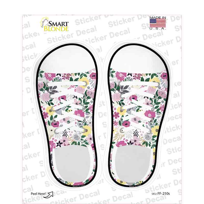 Pink Flowers Novelty Shoe Outlines Sticker Decal Small