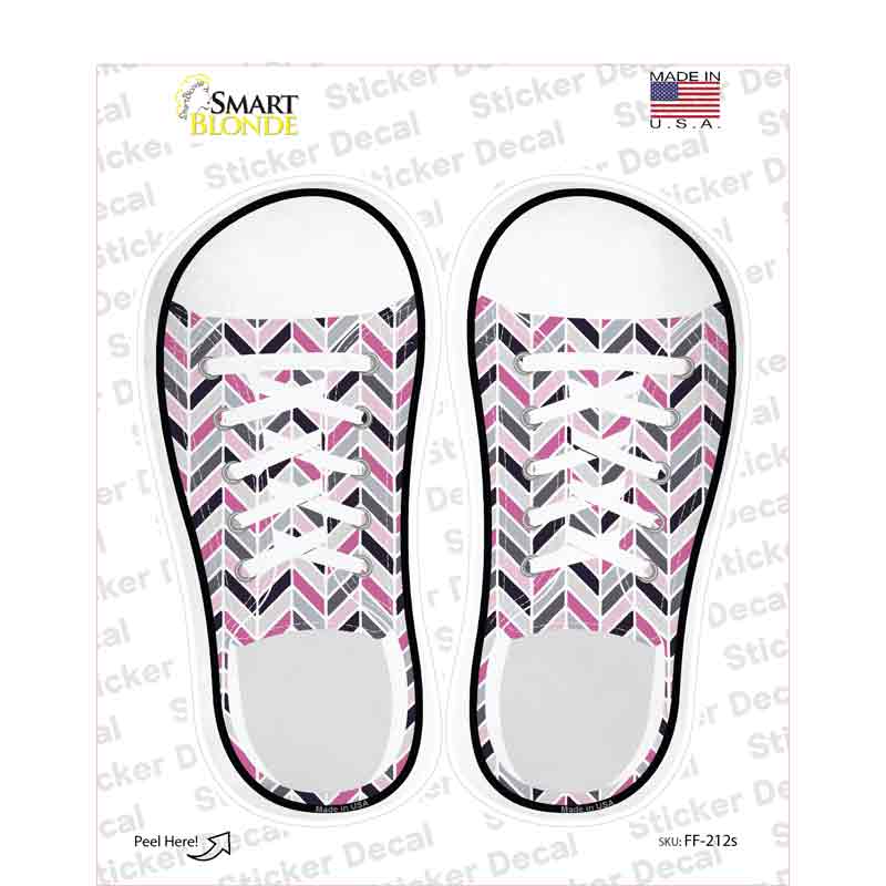 Pink|Black Chevron Pattern Novelty Shoe Outlines Sticker Decal Small