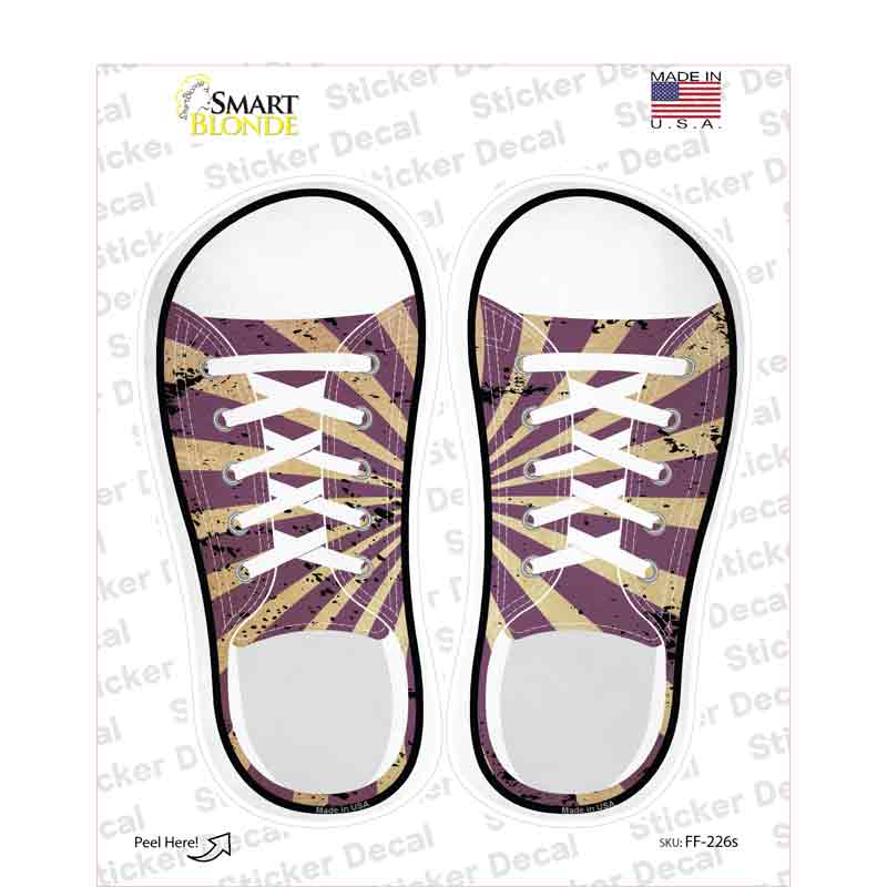 Purple|Tan Sun Rays Novelty Shoe Outlines Sticker Decal Small